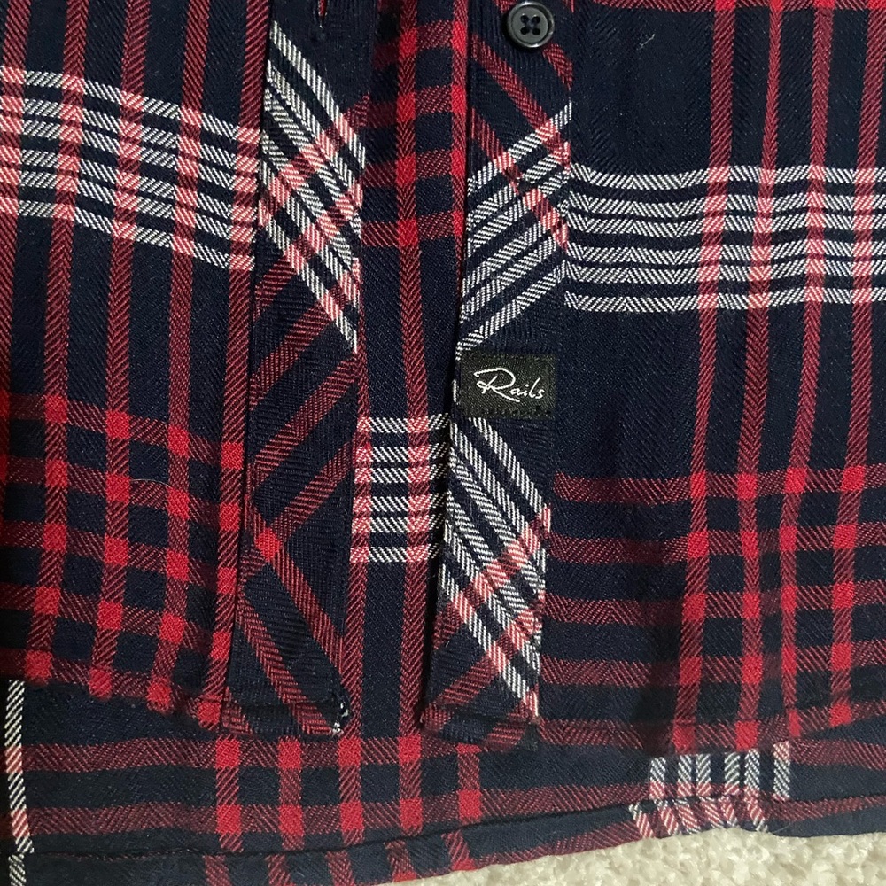 Rails Plaid Button Down Shirt, Dark Navy, Red, Wh… - image 3
